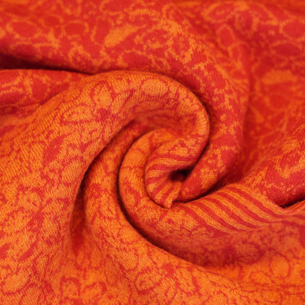 Blume rot orange 1019-9 - Merino Jacquard aus 100% Schurwolle