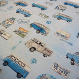 VW Bulli Bus T1 blau Vintage auf dickem Gobelin