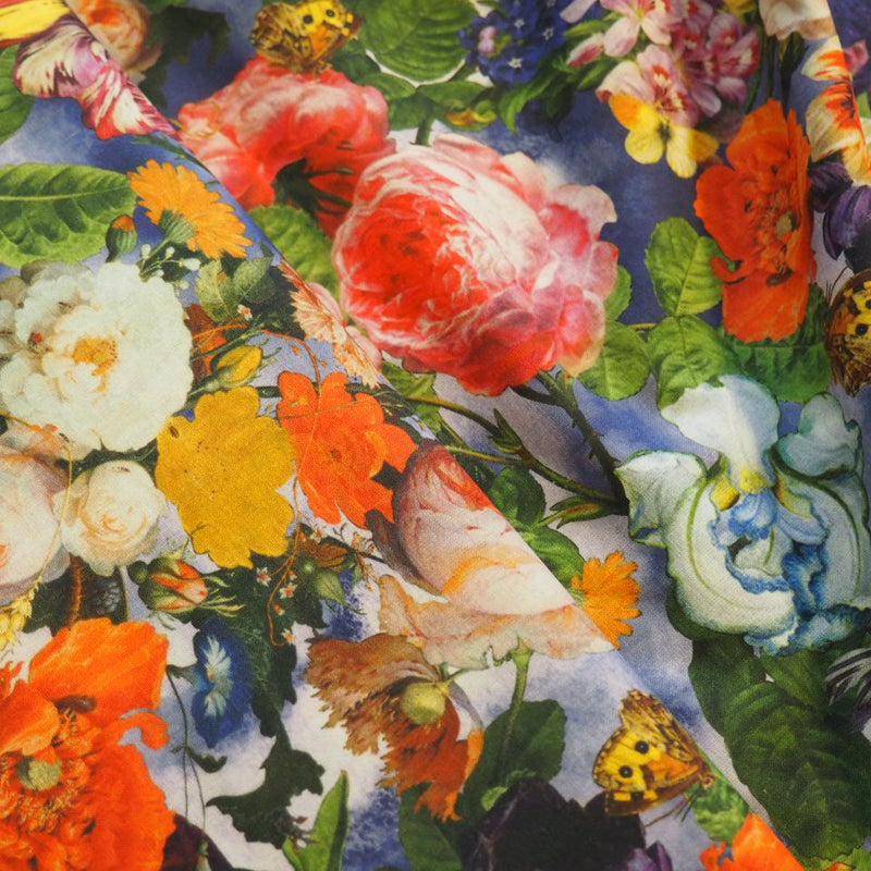 Rosen und Blumen als Digitaldruck auf Baumwollstoff Popelin
