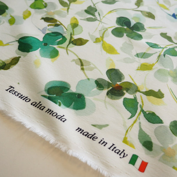 Ranke grün weiß Aquarell - Tessuto Italiano Jersey Satin