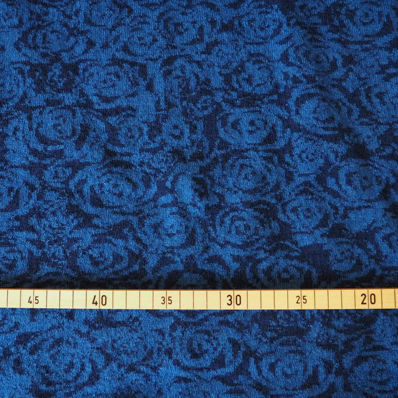 Rose Blau Dunkelblau 1001-16 - Merino Jacquard aus 100% Schurwolle
